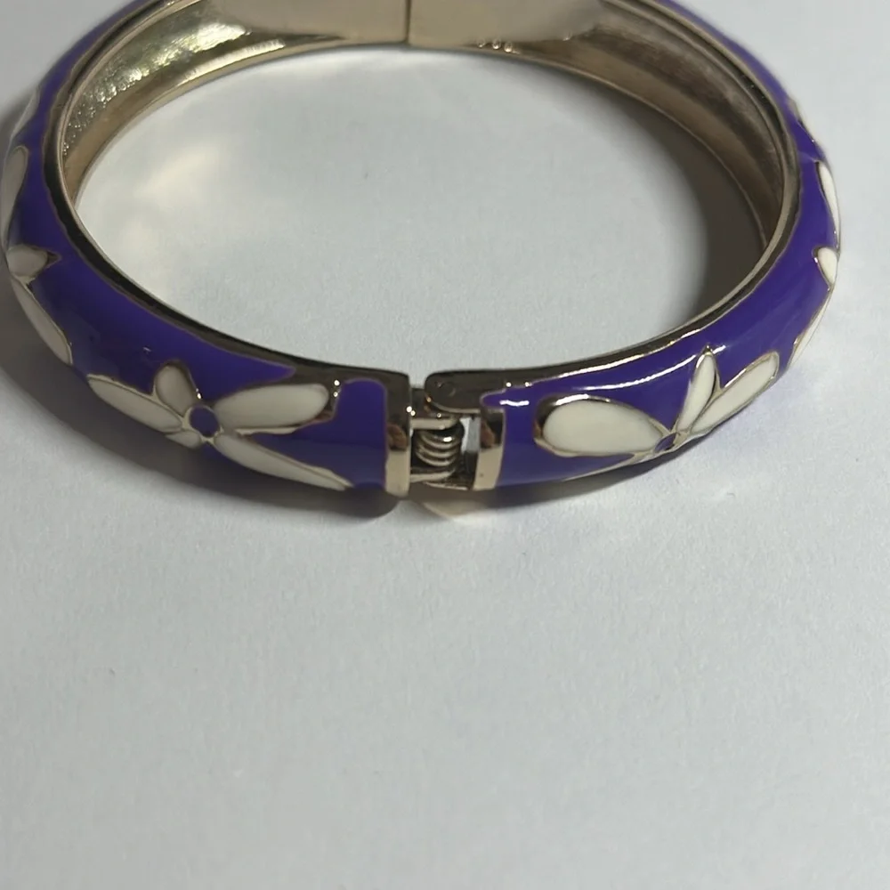 Set‎ of 2 Purple Green Enamel Snap Shut Bracelets